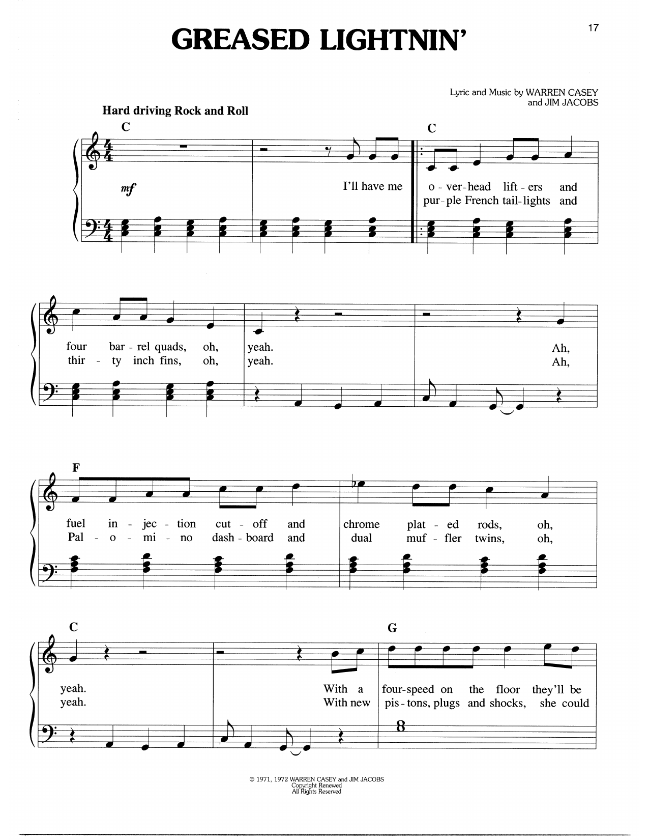 Download Warren Casey & Jim Jacobs Greased Lightnin' (from Grease) Sheet Music