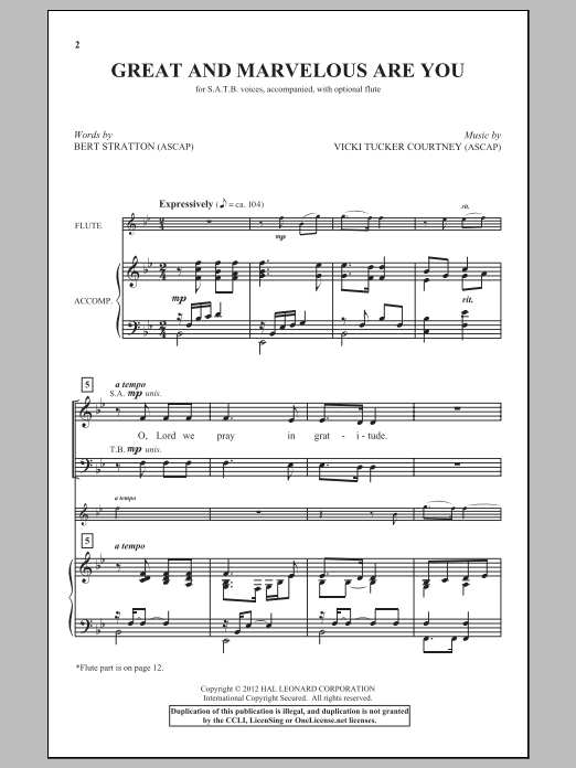 Download Vicki Tucker Courtney Great And Marvelous Are You Sheet Music