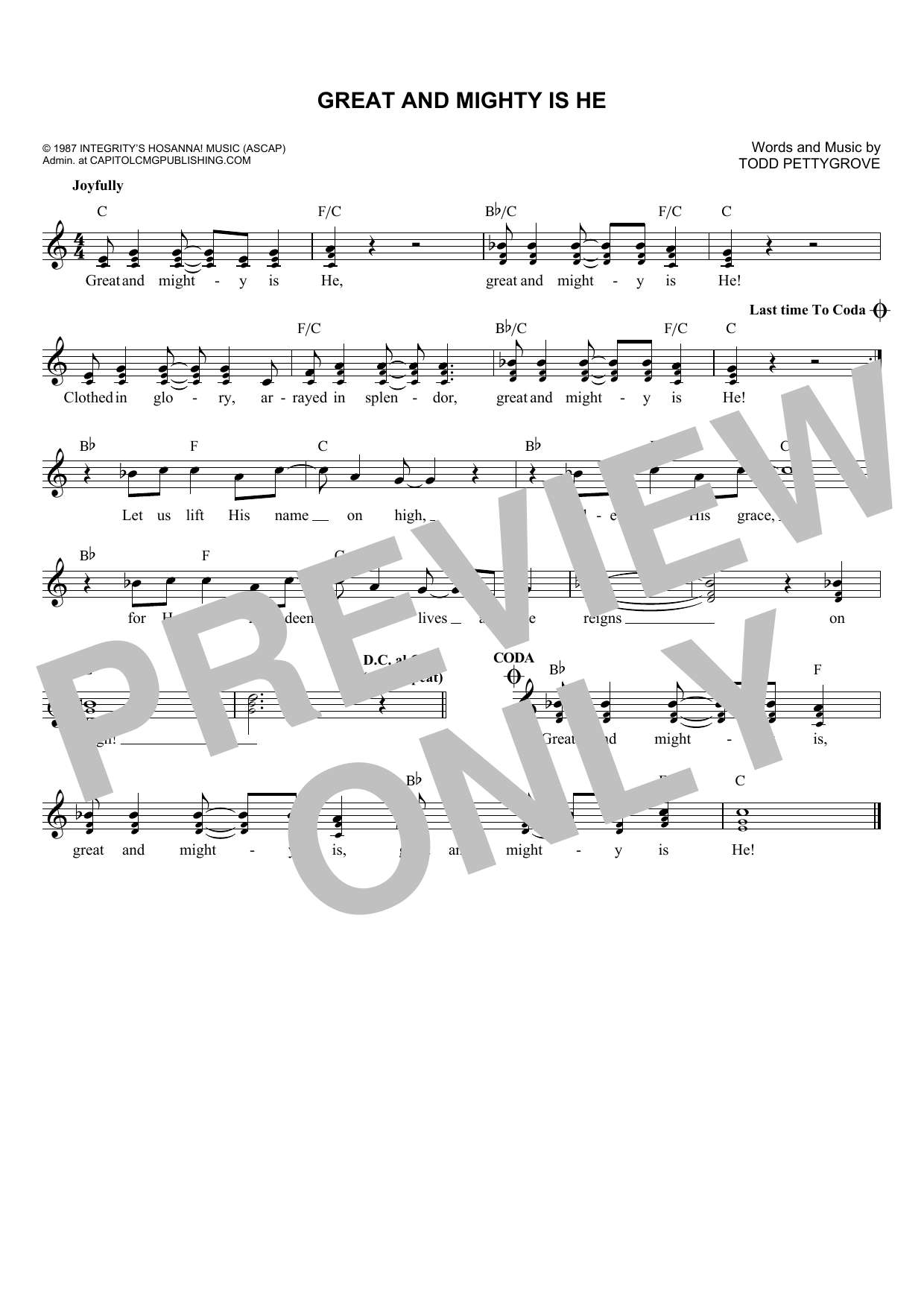 Download Todd Pettygrove Great And Mighty Is He Sheet Music