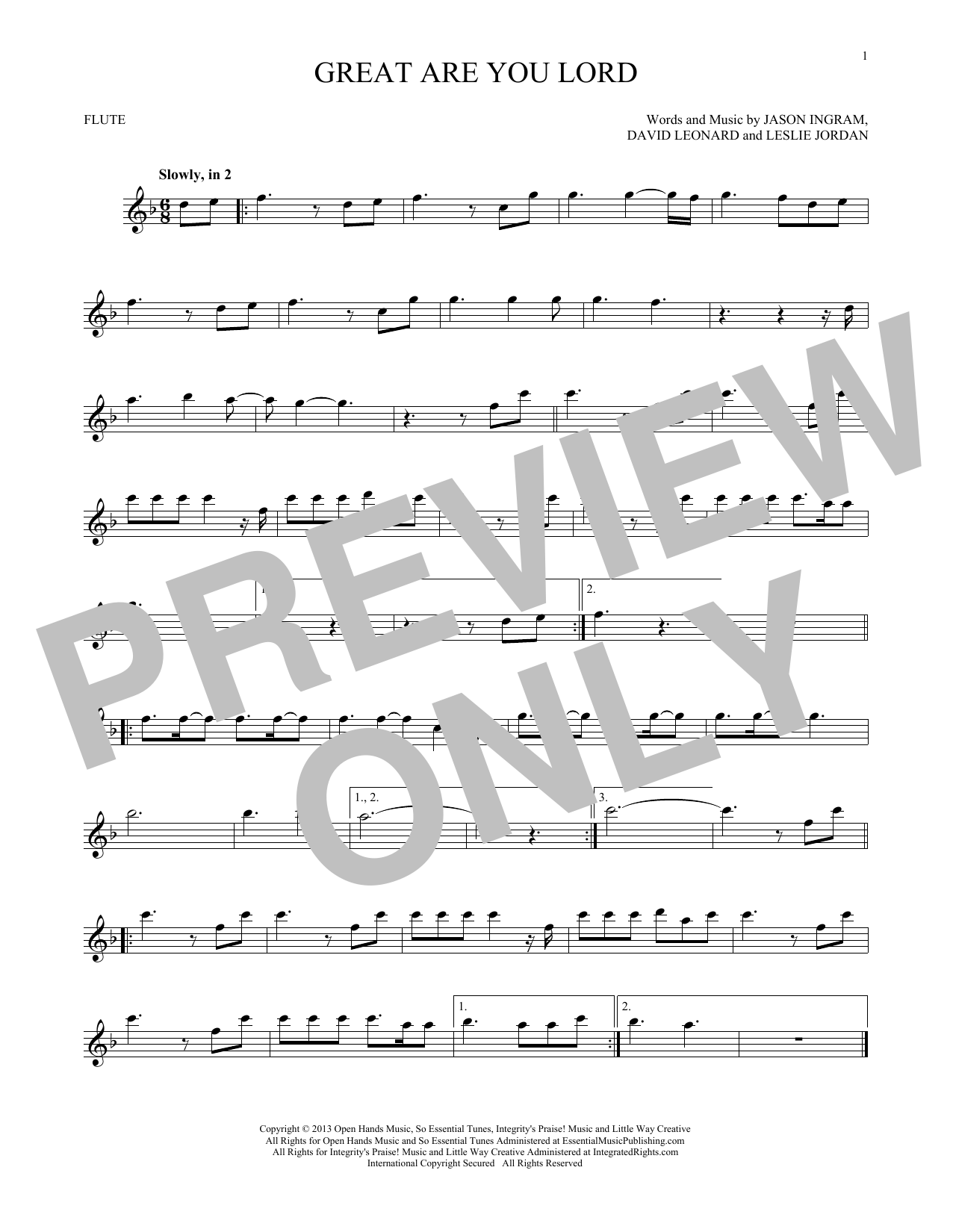 All Sons & Daughters Great Are You Lord sheet music notes printable PDF score