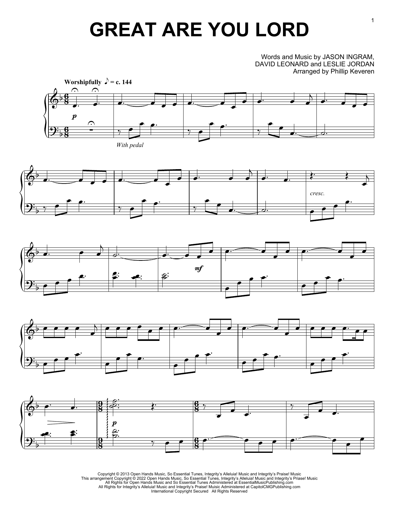 Download All Sons & Daughters Great Are You Lord (arr. Phillip Kevere Sheet Music