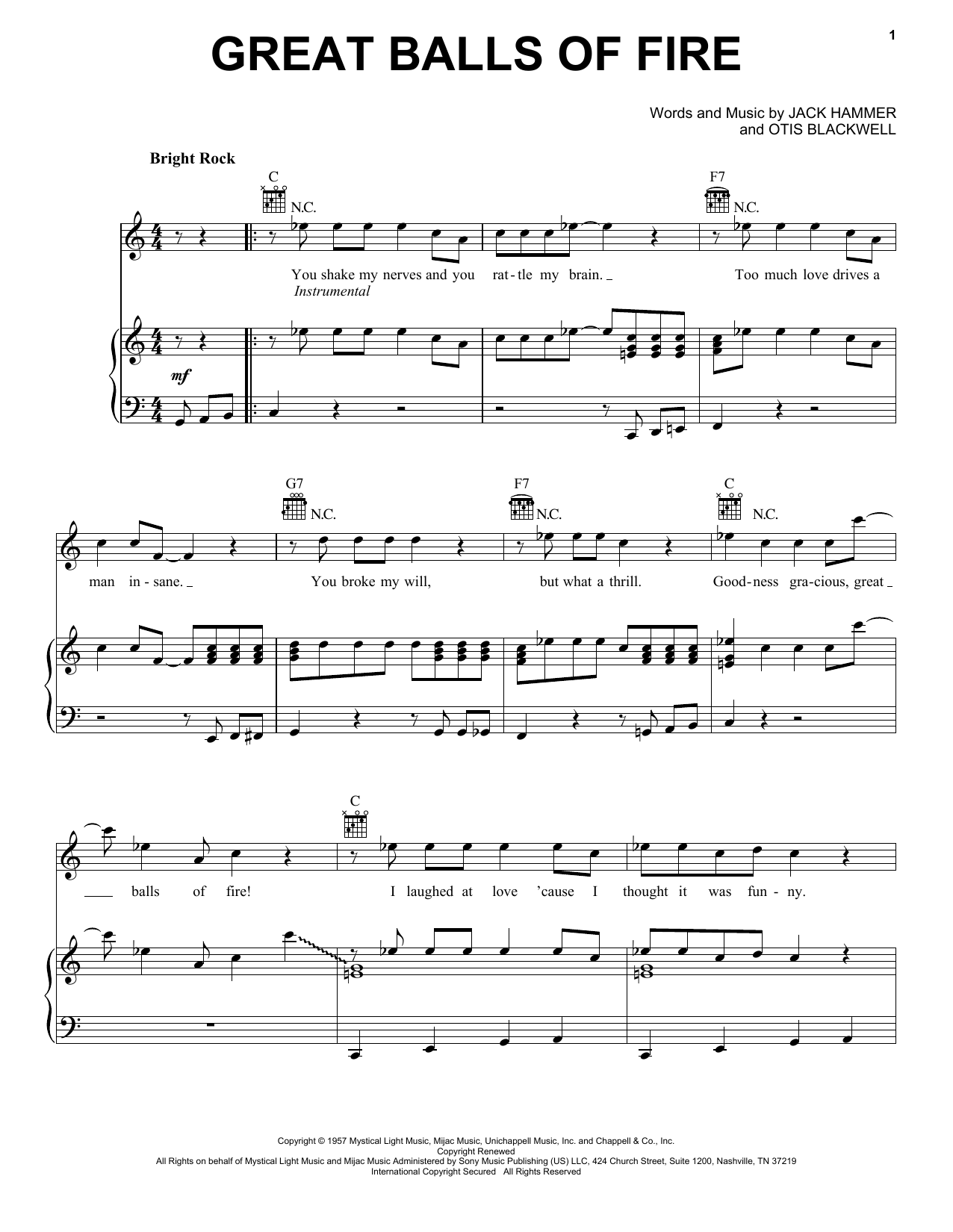 Download Jerry Lee Lewis Great Balls Of Fire (from Top Gun: Mave Sheet Music