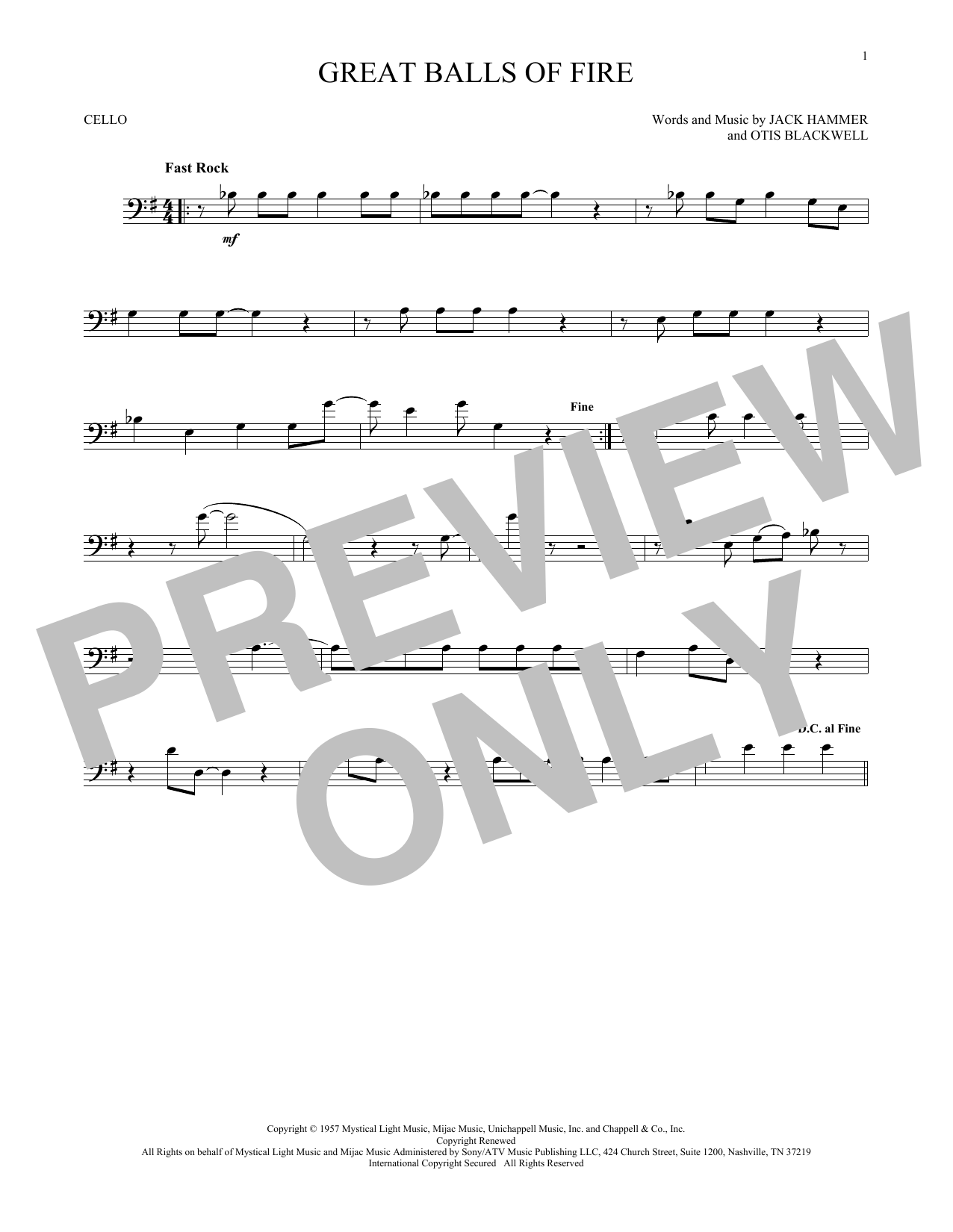 Download Jerry Lee Lewis Great Balls Of Fire Sheet Music