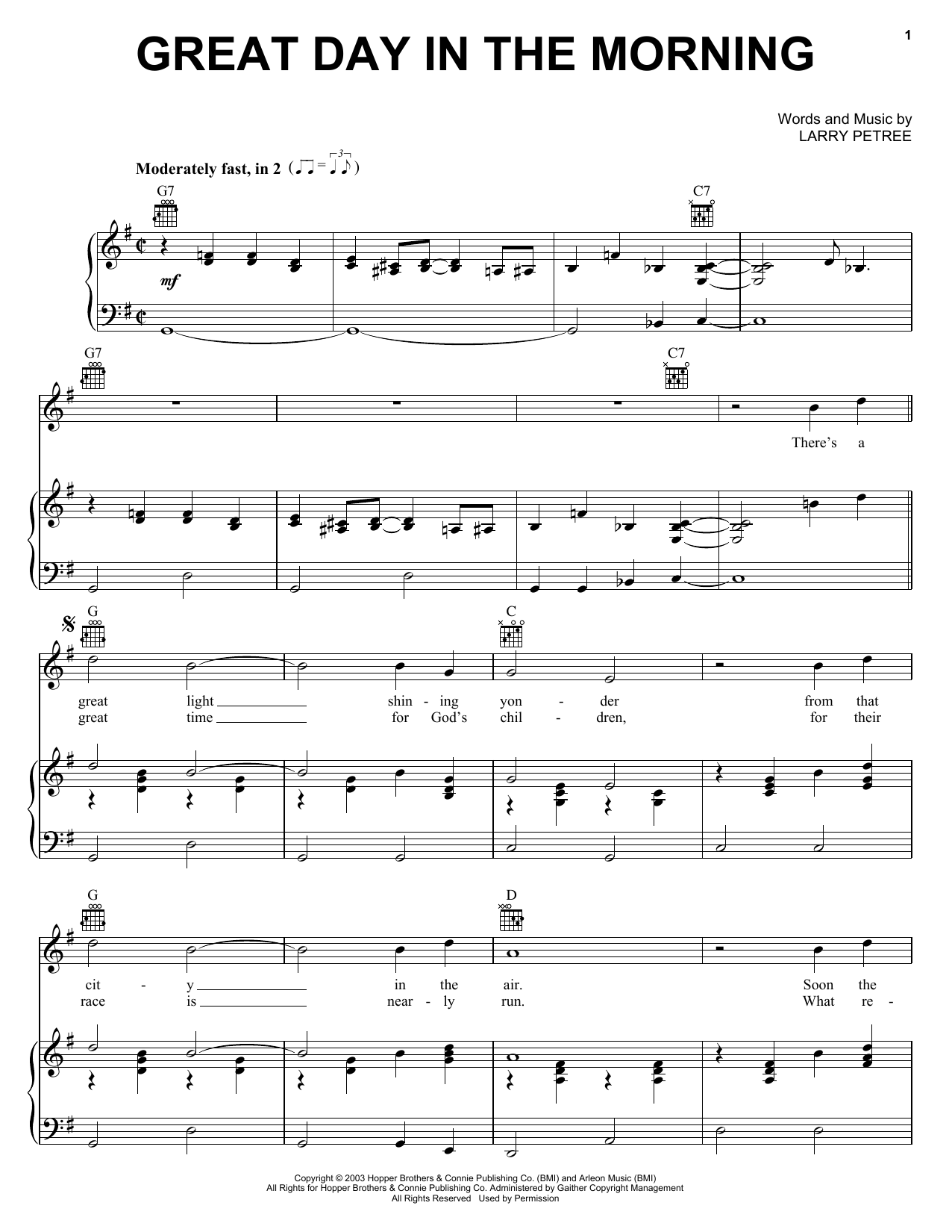 Download Larry Petree Great Day In the Morning Sheet Music