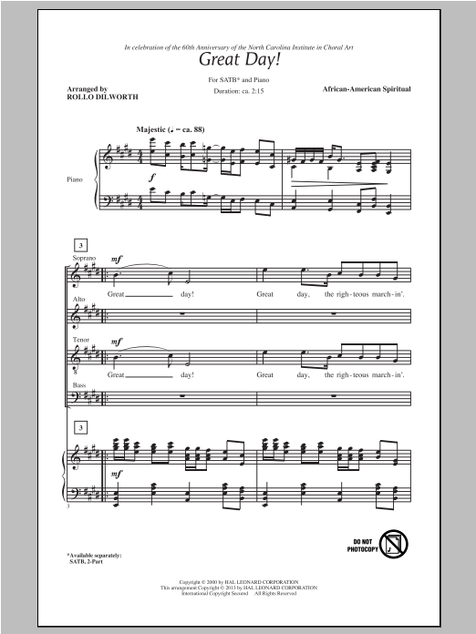 Download Traditional Spiritual Great Day (arr. Rollo Dilworth) Sheet Music