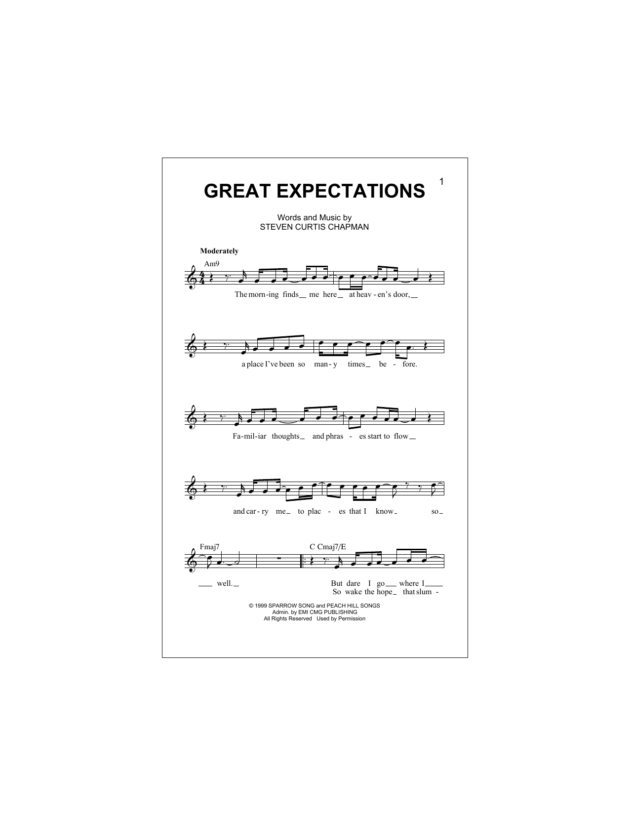 Download Steven Curtis Chapman Great Expectations Sheet Music