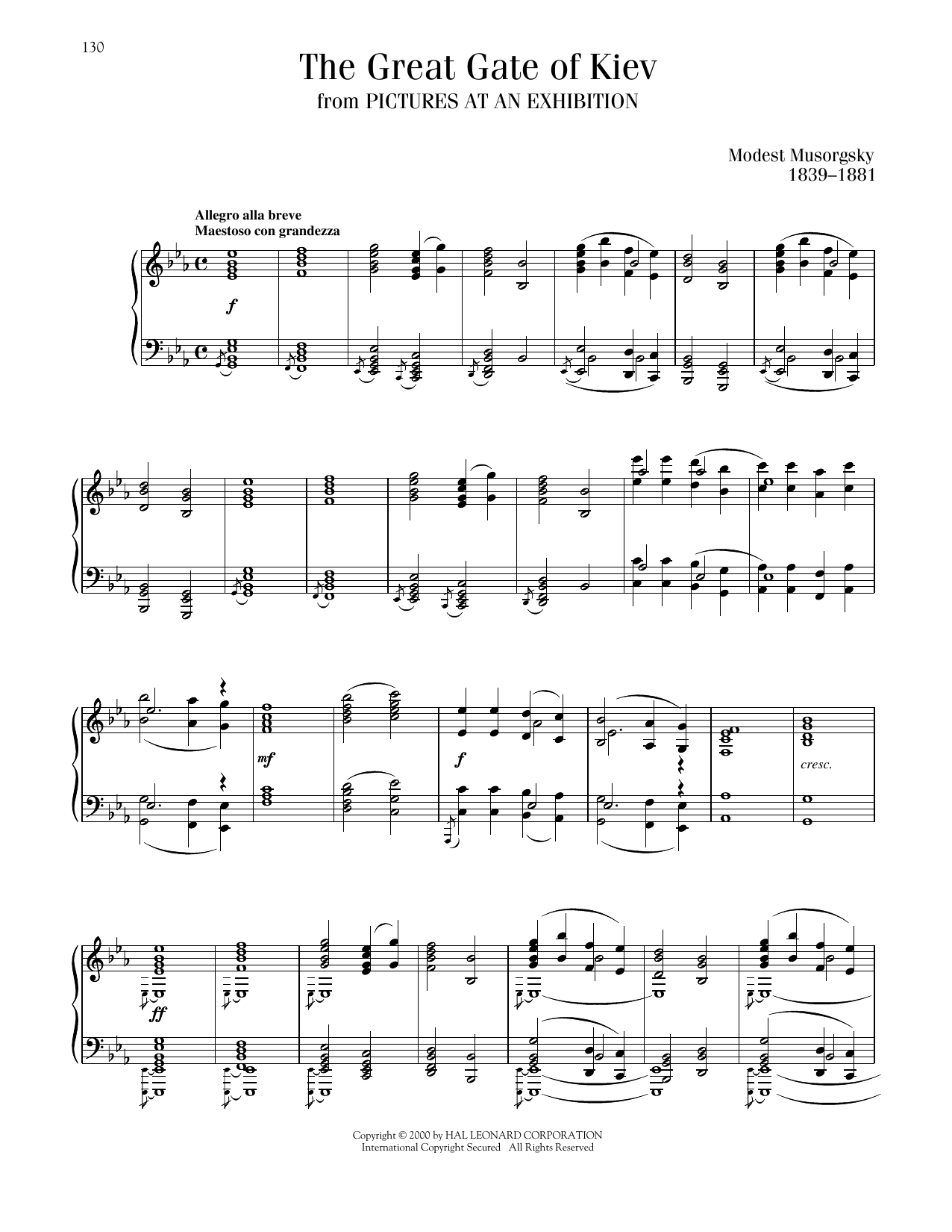 Modest Mussorgsky Great Gate Of Kiev sheet music notes printable PDF score