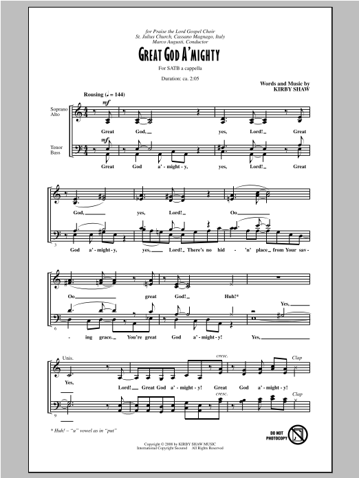 Download Kirby Shaw Great God A'Mighty Sheet Music