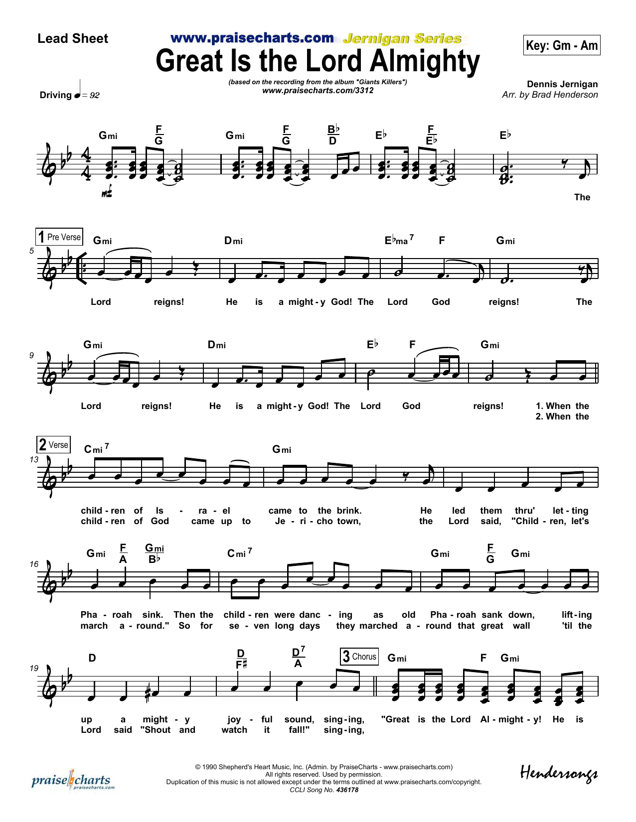 Download Dennis Jernigan Great Is The Lord Almighty Sheet Music