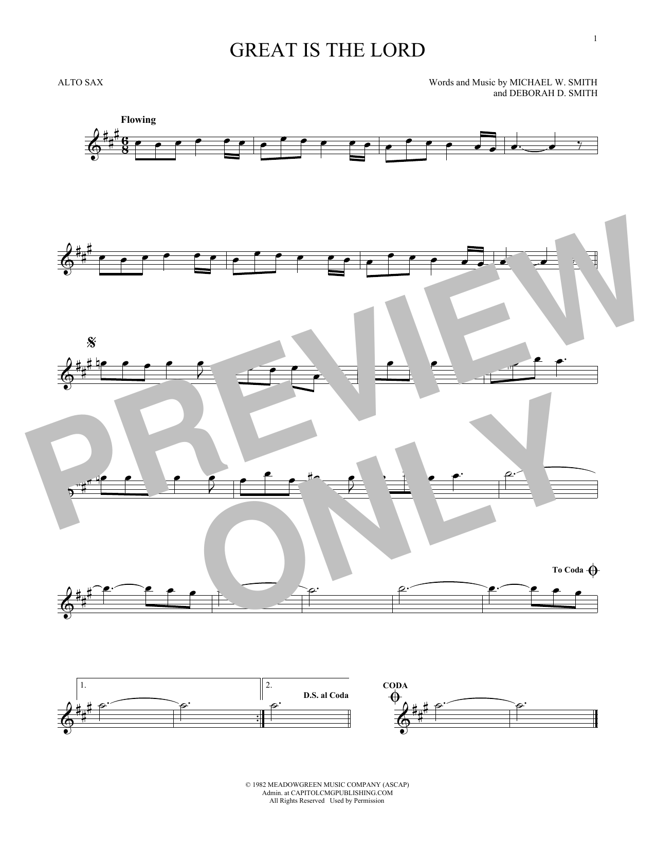 Michael W. Smith Great Is The Lord sheet music notes printable PDF score