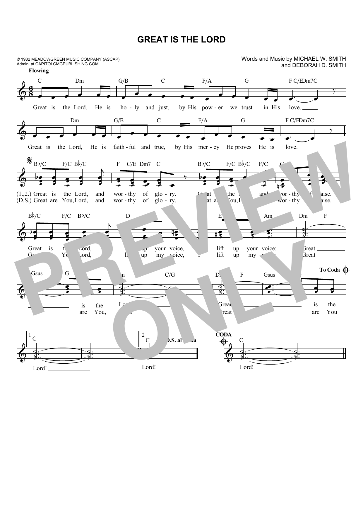 Download Michael W. Smith Great Is The Lord Sheet Music