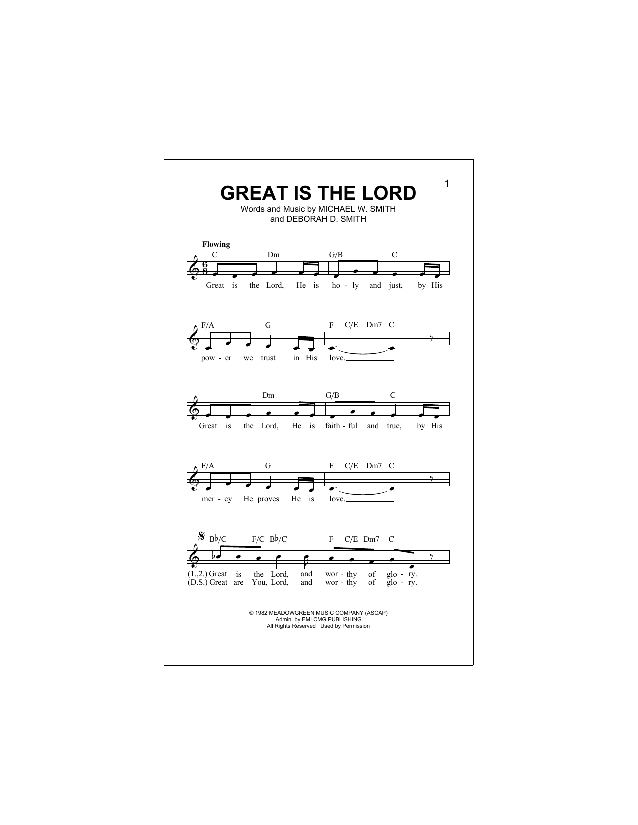 Download Michael W. Smith Great Is The Lord Sheet Music