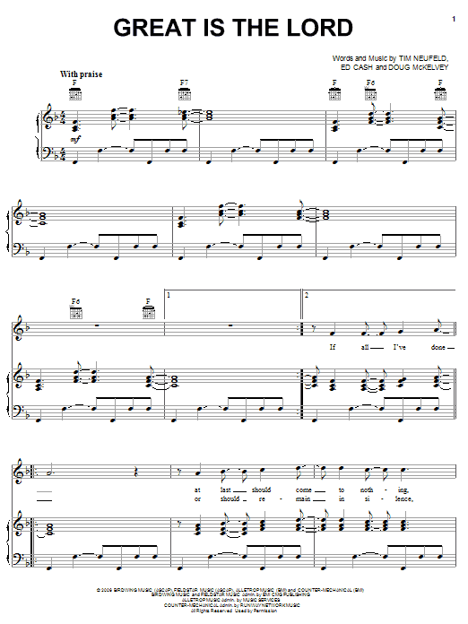 Download Starfield Great Is The Lord Sheet Music
