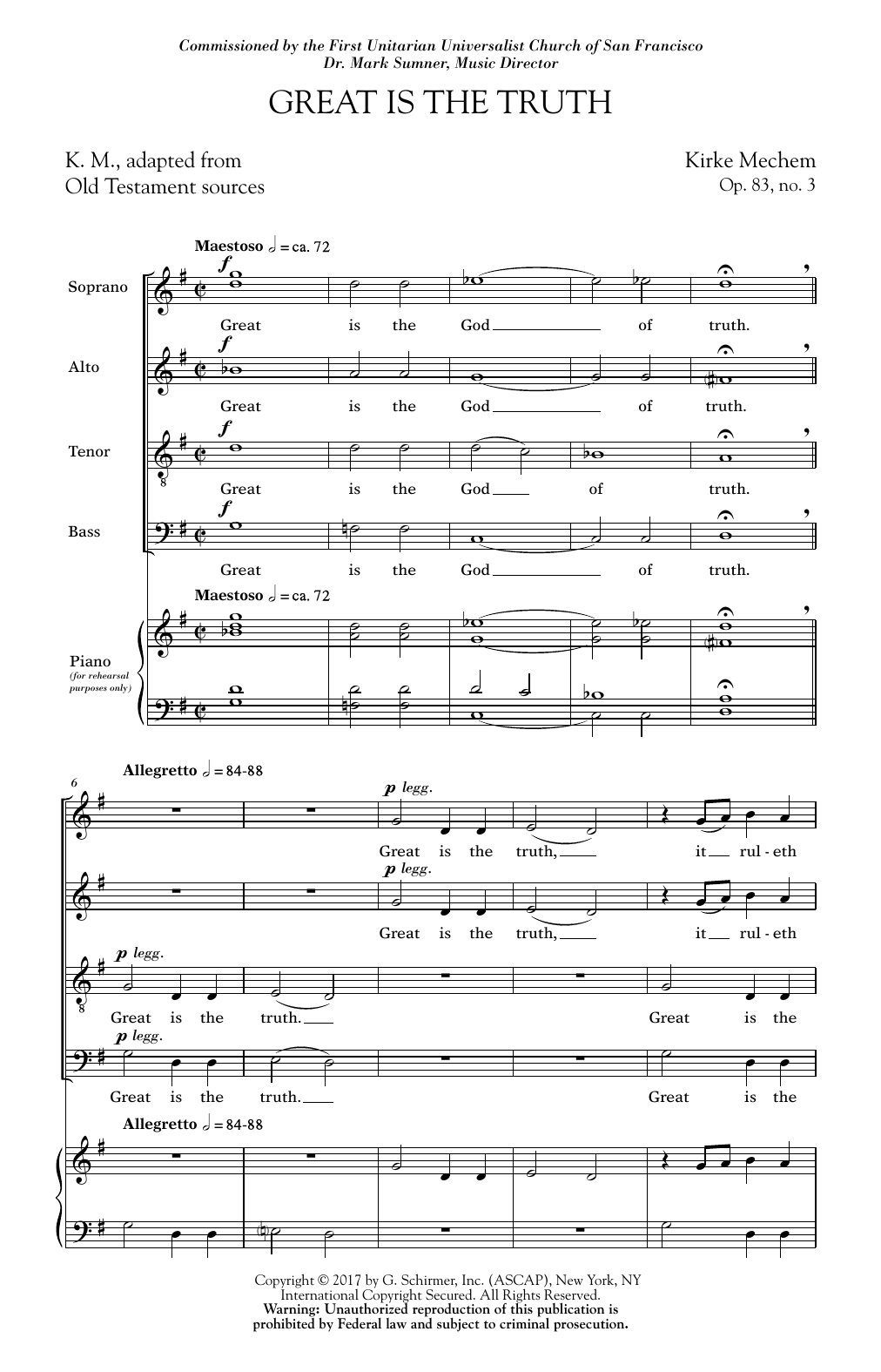 Download Kirke Mechem Great Is The Truth Sheet Music