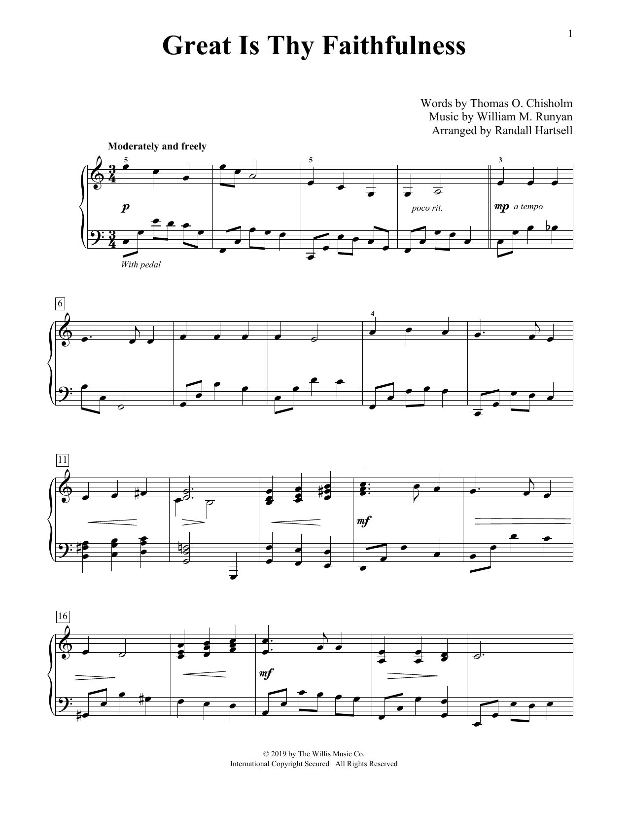 Download Thomas O. Chisholm and William M. Ru Great Is Thy Faithfulness (arr. Randall Sheet Music