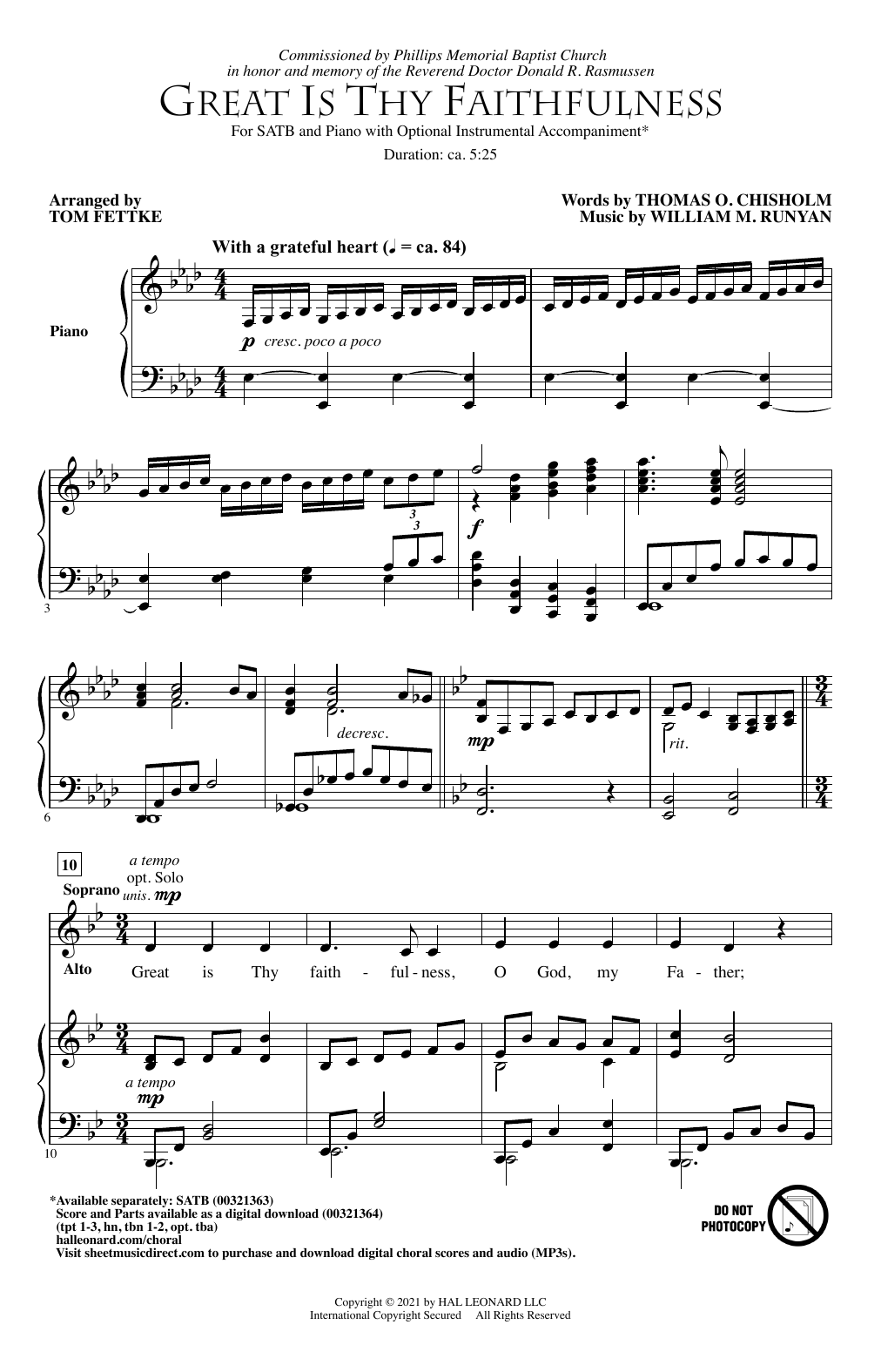 Download Thomas O. Chisholm and William M. Ru Great Is Thy Faithfulness (arr. Tom Fet Sheet Music