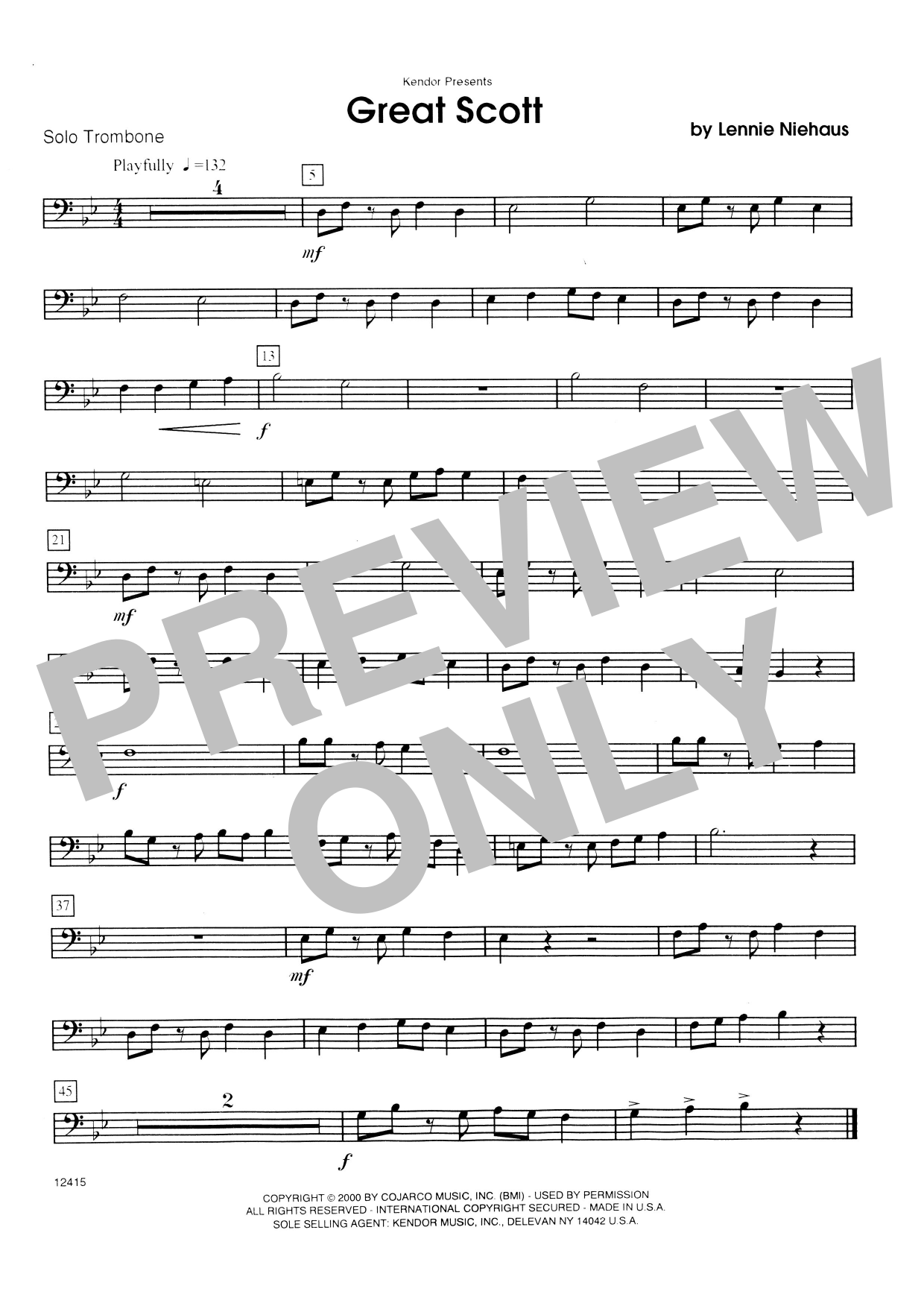 Download Lennie Niehaus Great Scott - Trombone Sheet Music