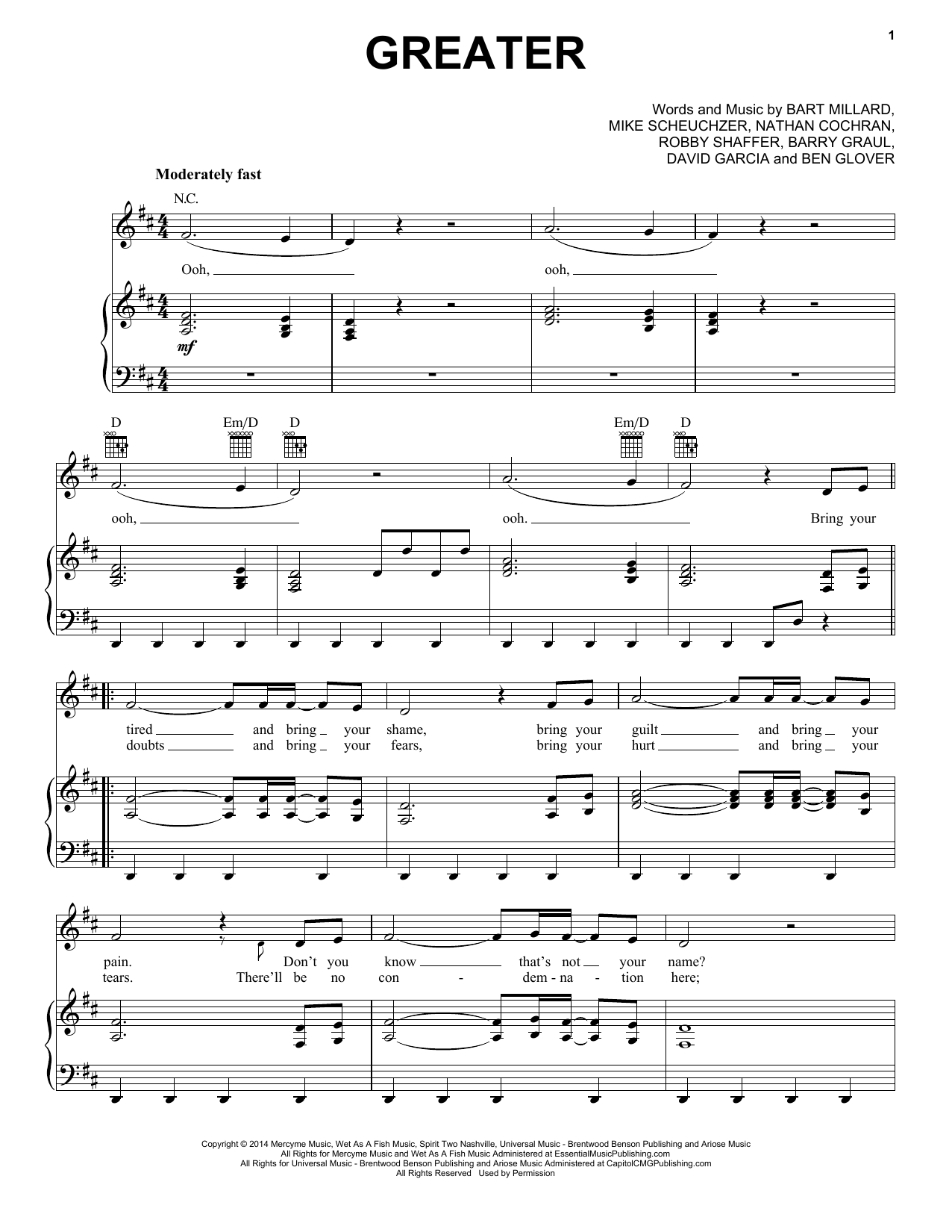 Download MercyMe Greater Sheet Music