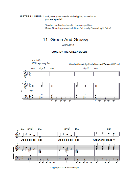 Download Alison Hedger Green And Greasy (from Mister Lillibub' Sheet Music