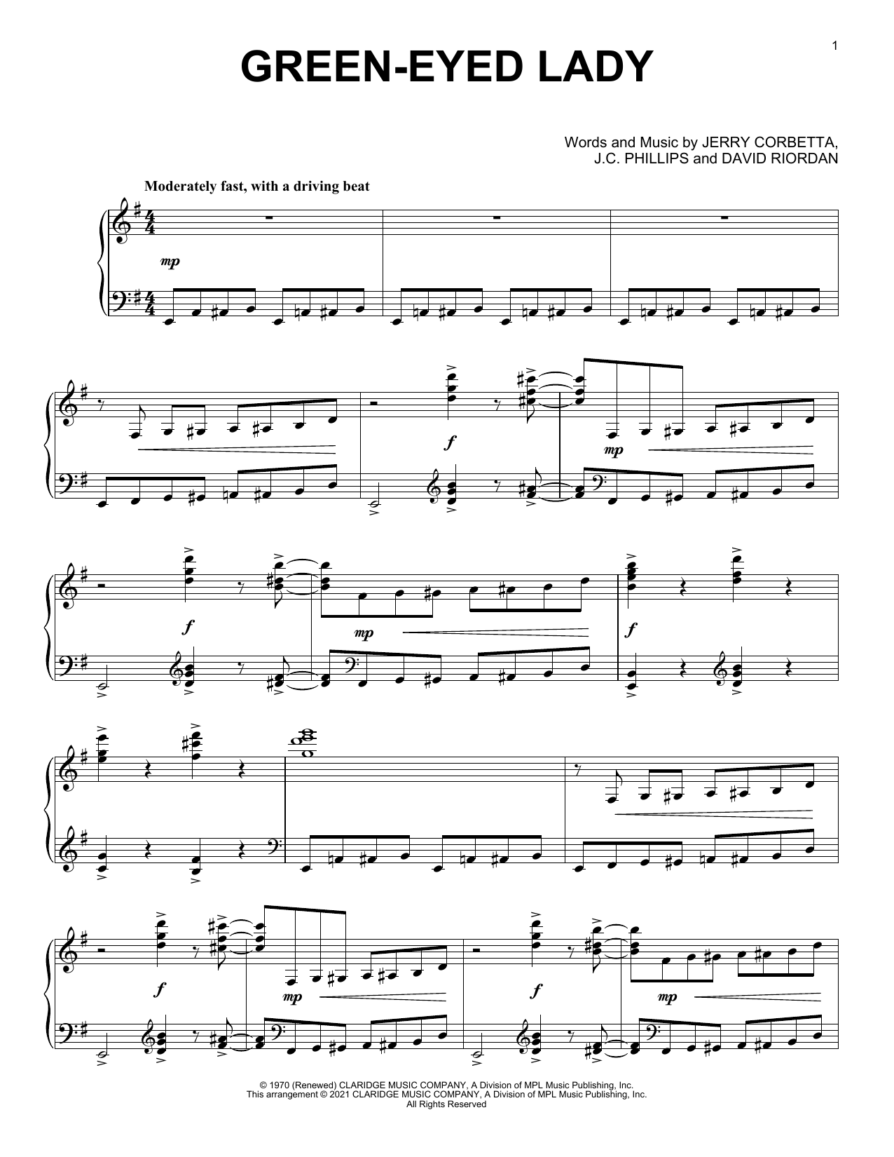 Download Sugarloaf Green-Eyed Lady [Classical version] (ar Sheet Music