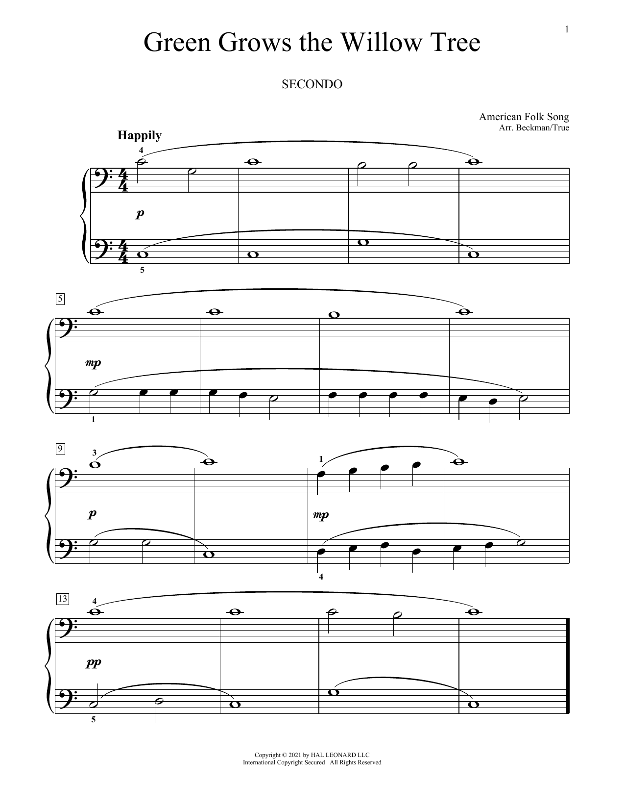 Download Traditional Folksong Green Grows The Willow Tree Sheet Music