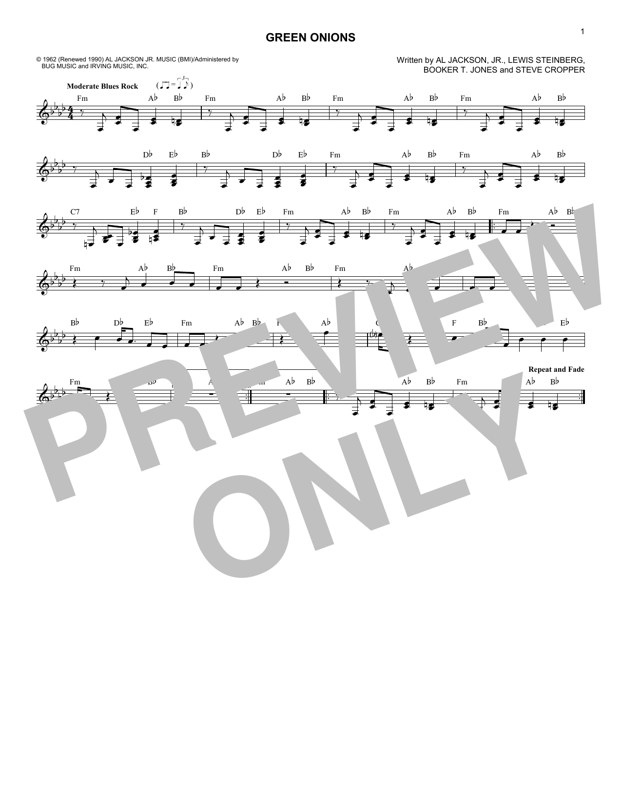 Download Booker T. & The MG's Green Onions Sheet Music