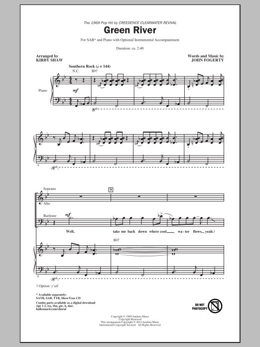 Download Creedence Clearwater Revival Green River (arr. Kirby Shaw) Sheet Music