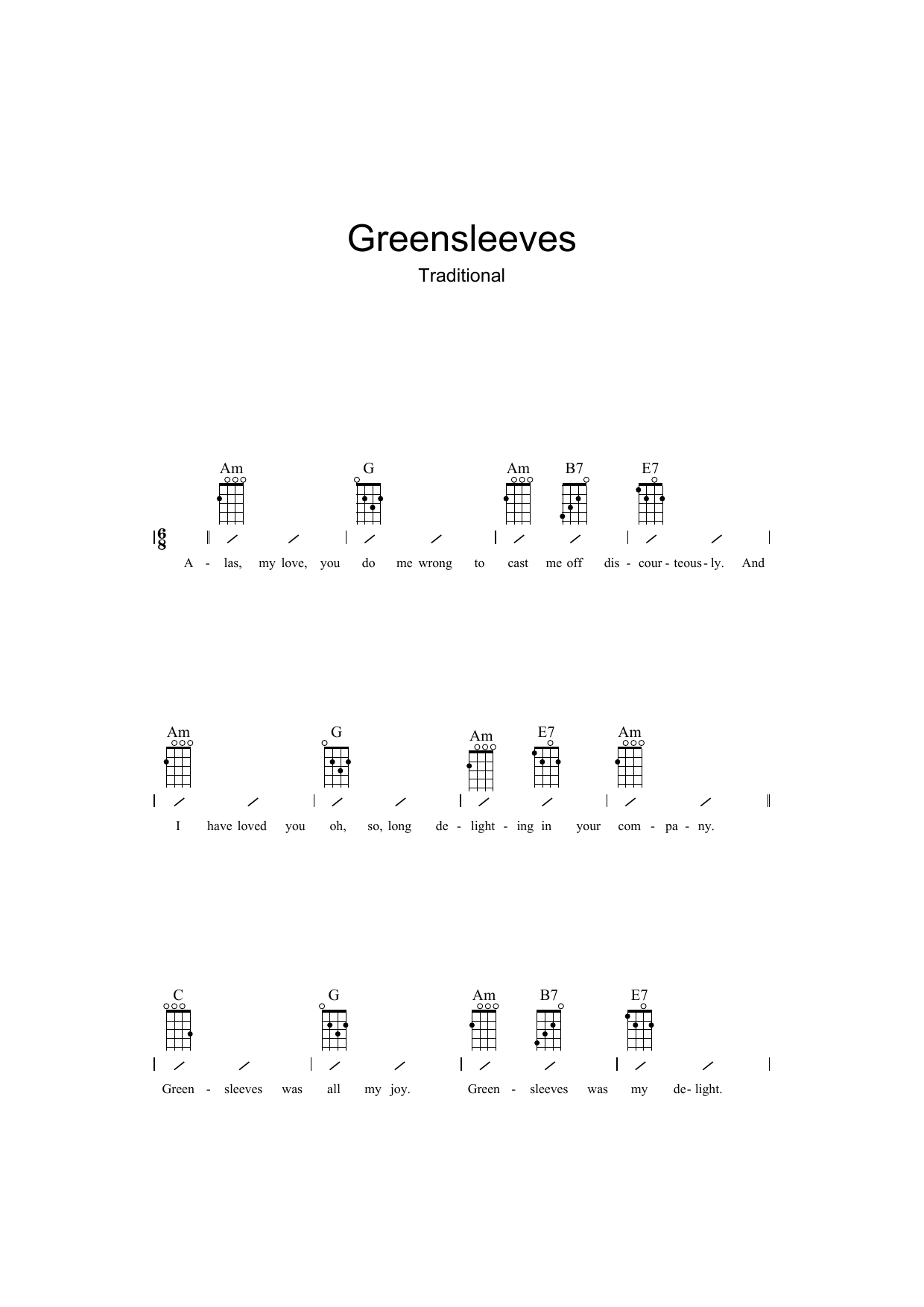 Download Traditional Greensleeves Sheet Music