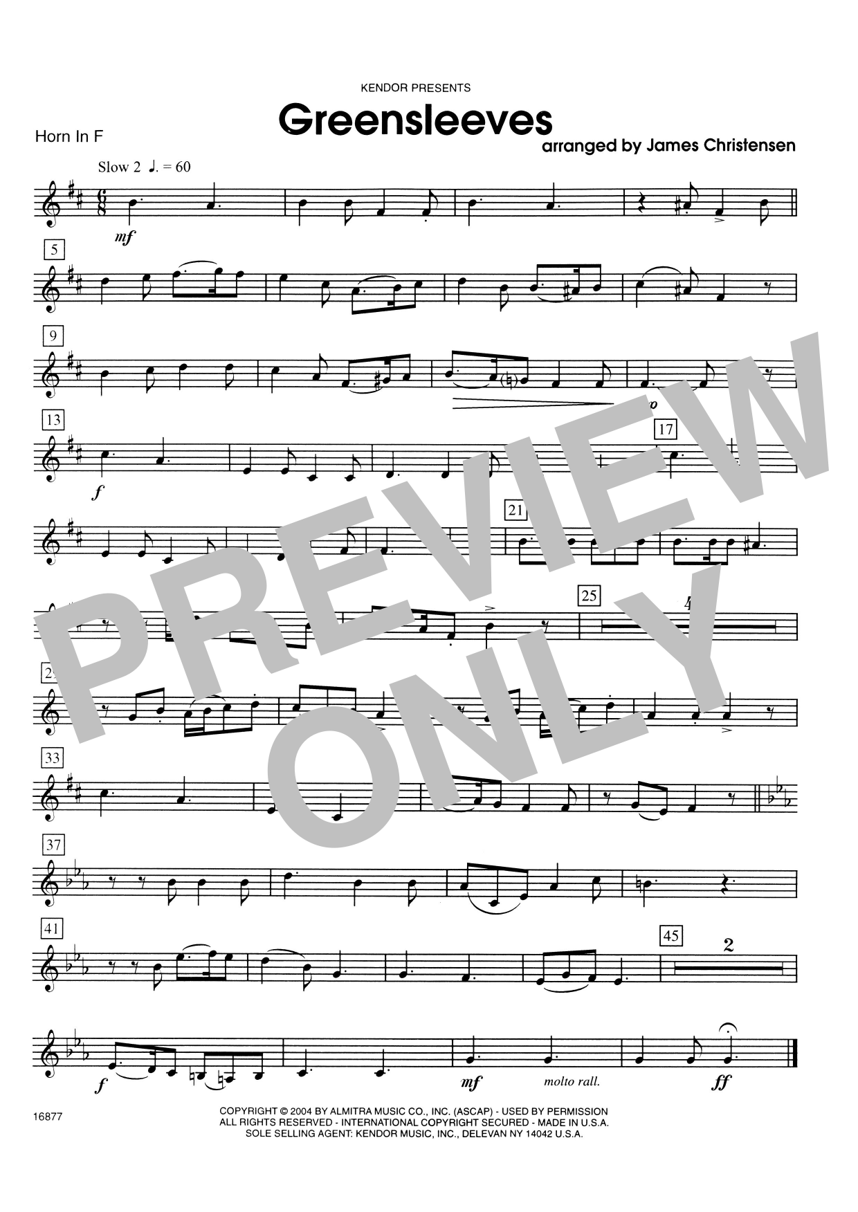 Download James Christensen Greensleeves - Horn in F Sheet Music