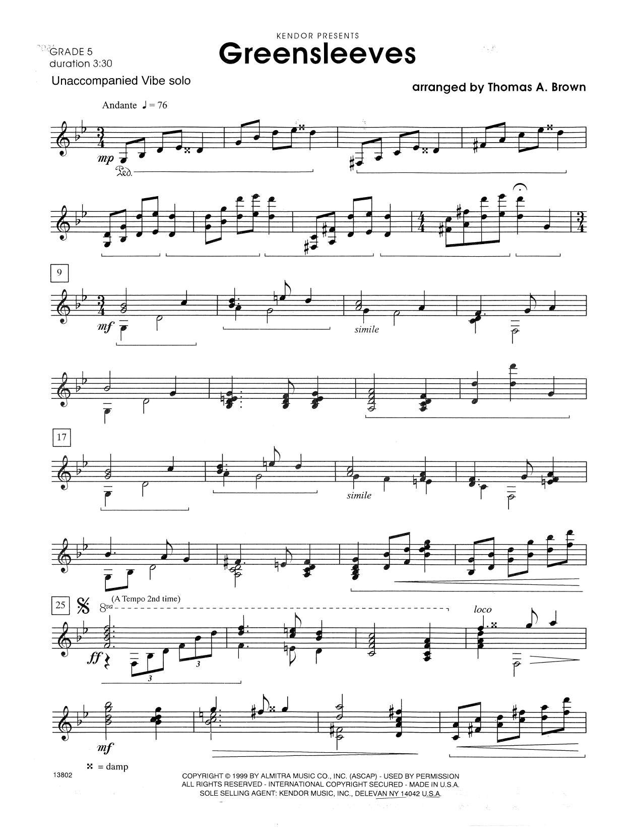 Download Traditional Greensleeves (arr. Thomas A. Brown) Sheet Music