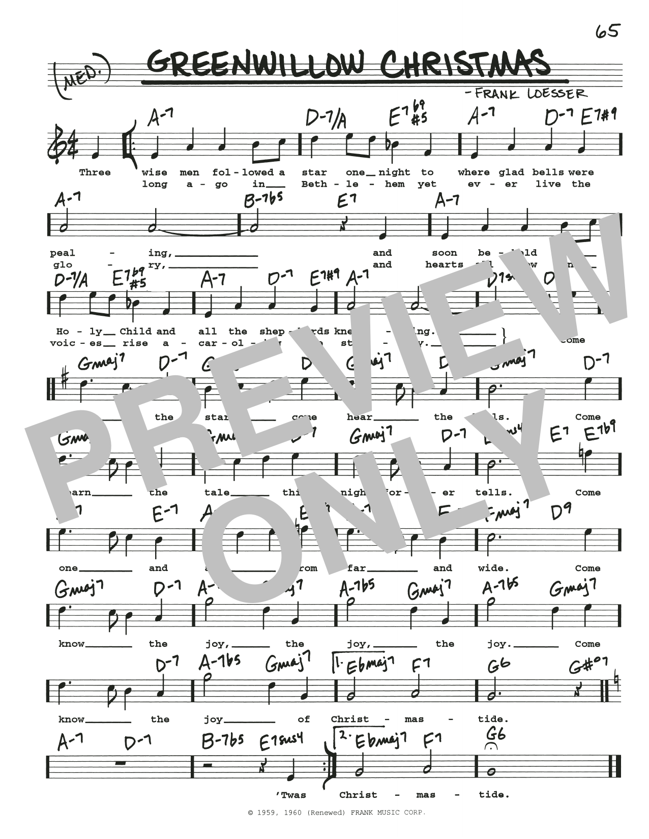 Download Frank Loesser Greenwillow Christmas Sheet Music