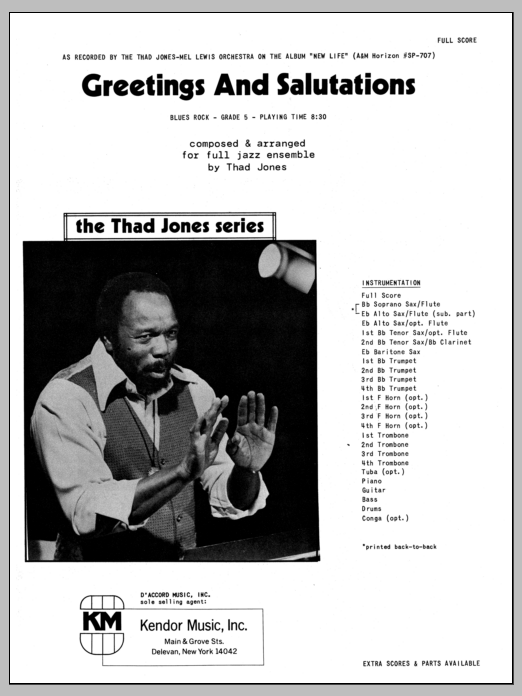Download Thad Jones Greetings And Salutations - Full Score Sheet Music