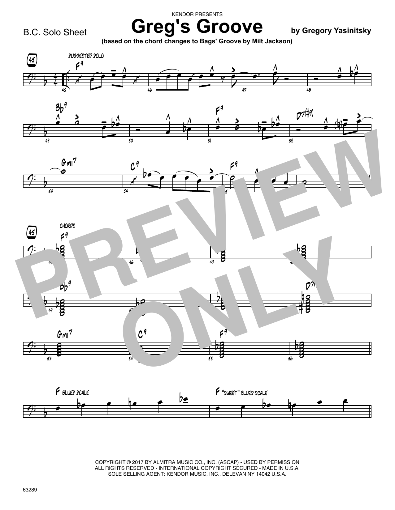 Download Gregory Yasinitsky Greg's Groove - Solo Sheet - Trombone Sheet Music