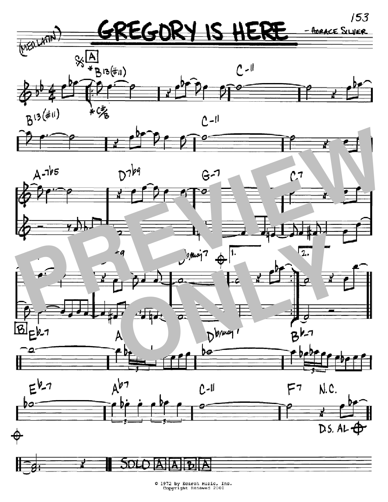Download Horace Silver Gregory Is Here Sheet Music