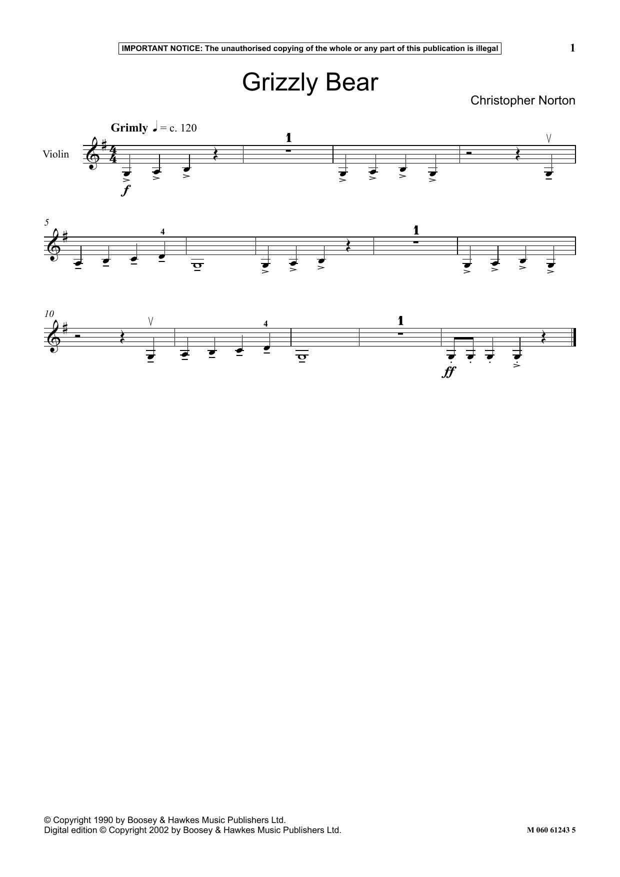 Download Christopher Norton Grizzly Bear Sheet Music