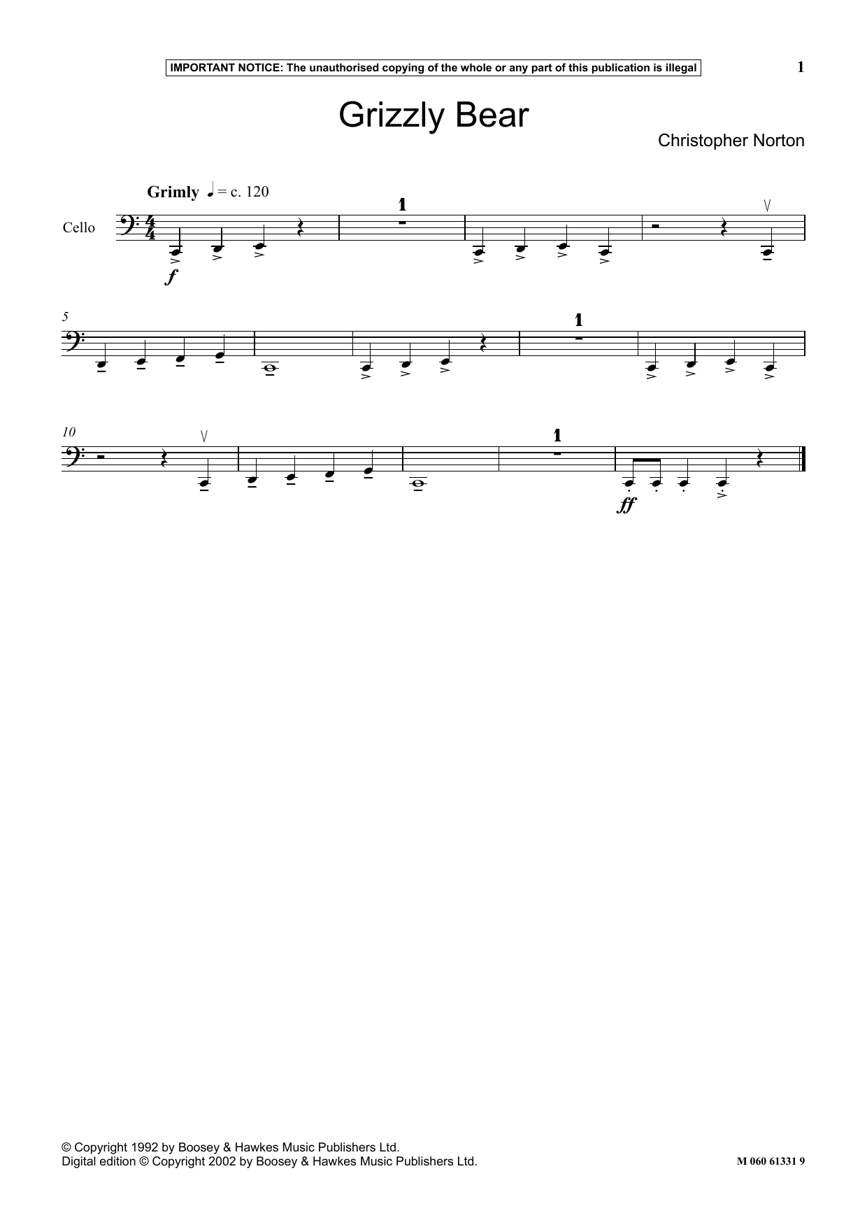 Download Christopher Norton Grizzly Bear Sheet Music