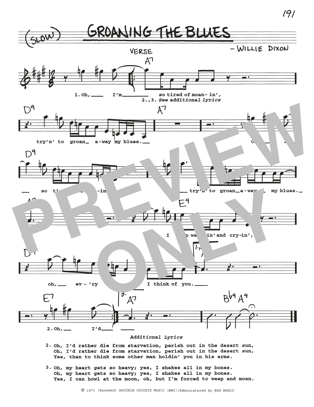 Download Willie Dixon Groaning The Blues Sheet Music