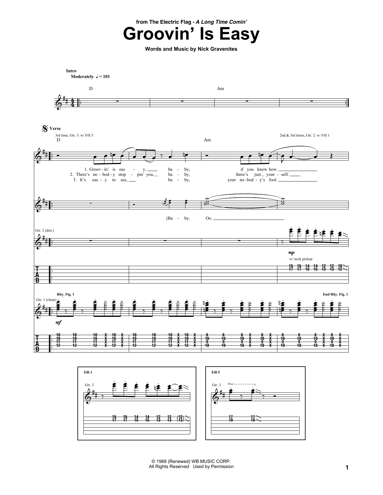 Download The Electric Flag Groovin' Is Easy Sheet Music
