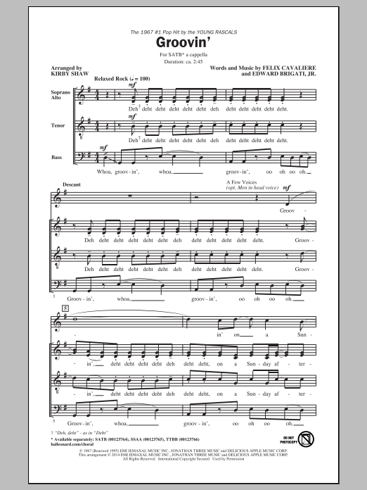 Download The Young Rascals Groovin' (arr. Kirby Shaw) Sheet Music