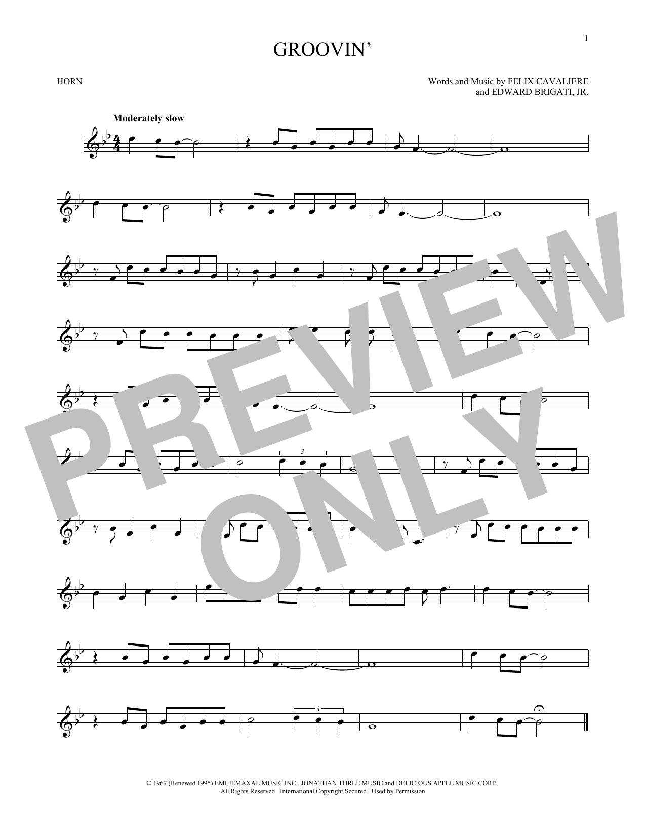 Download Young Rascals Groovin' Sheet Music