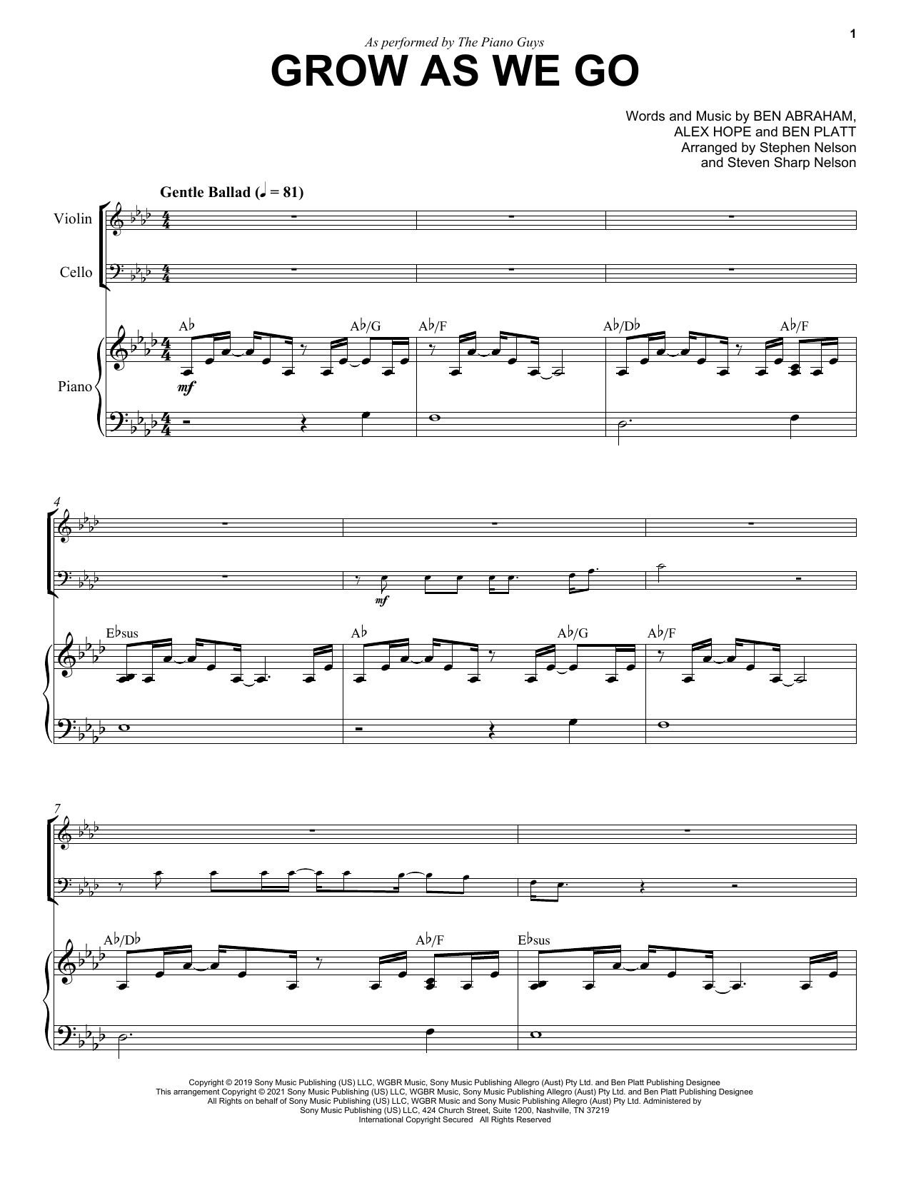 Download The Piano Guys Grow As We Go Sheet Music