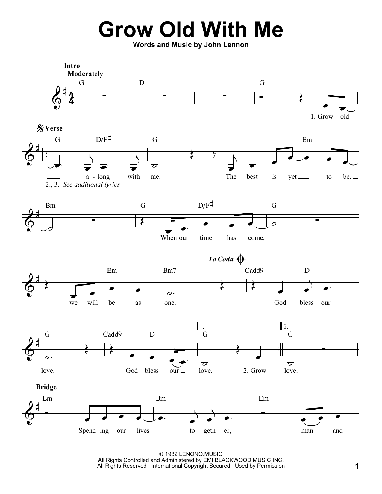 Download John Lennon Grow Old With Me Sheet Music
