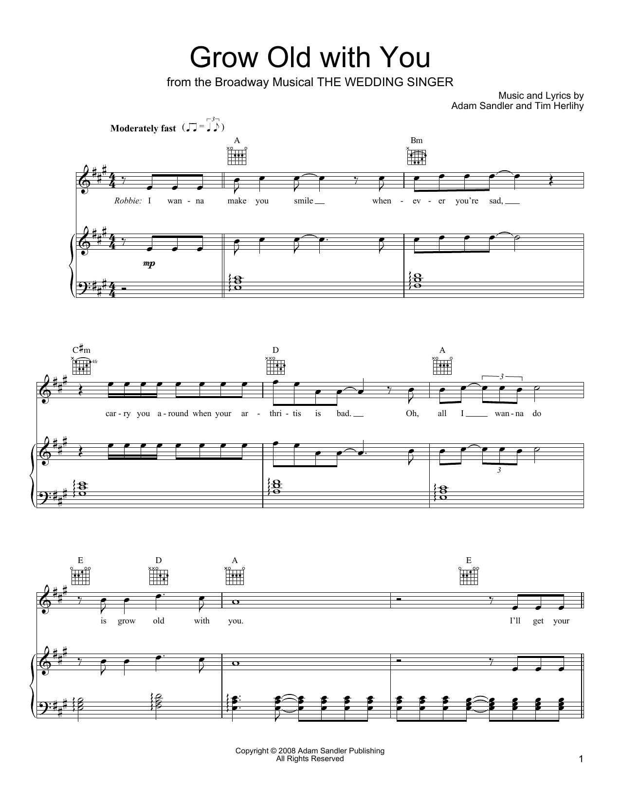 Download Adam Sandler Grow Old With You (from The Wedding Sin Sheet Music
