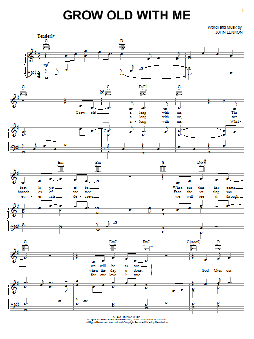 Mary Chapin Carpenter Grow Old With Me sheet music notes printable PDF score