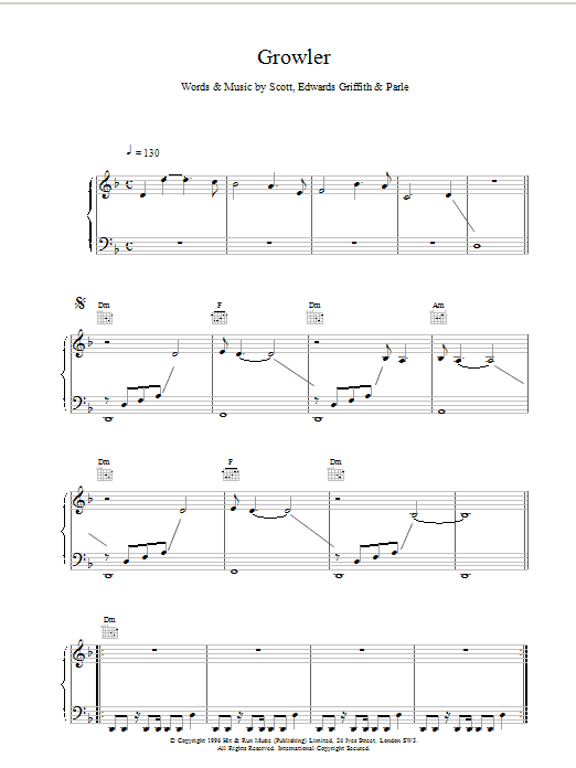 Space Growler sheet music notes printable PDF score