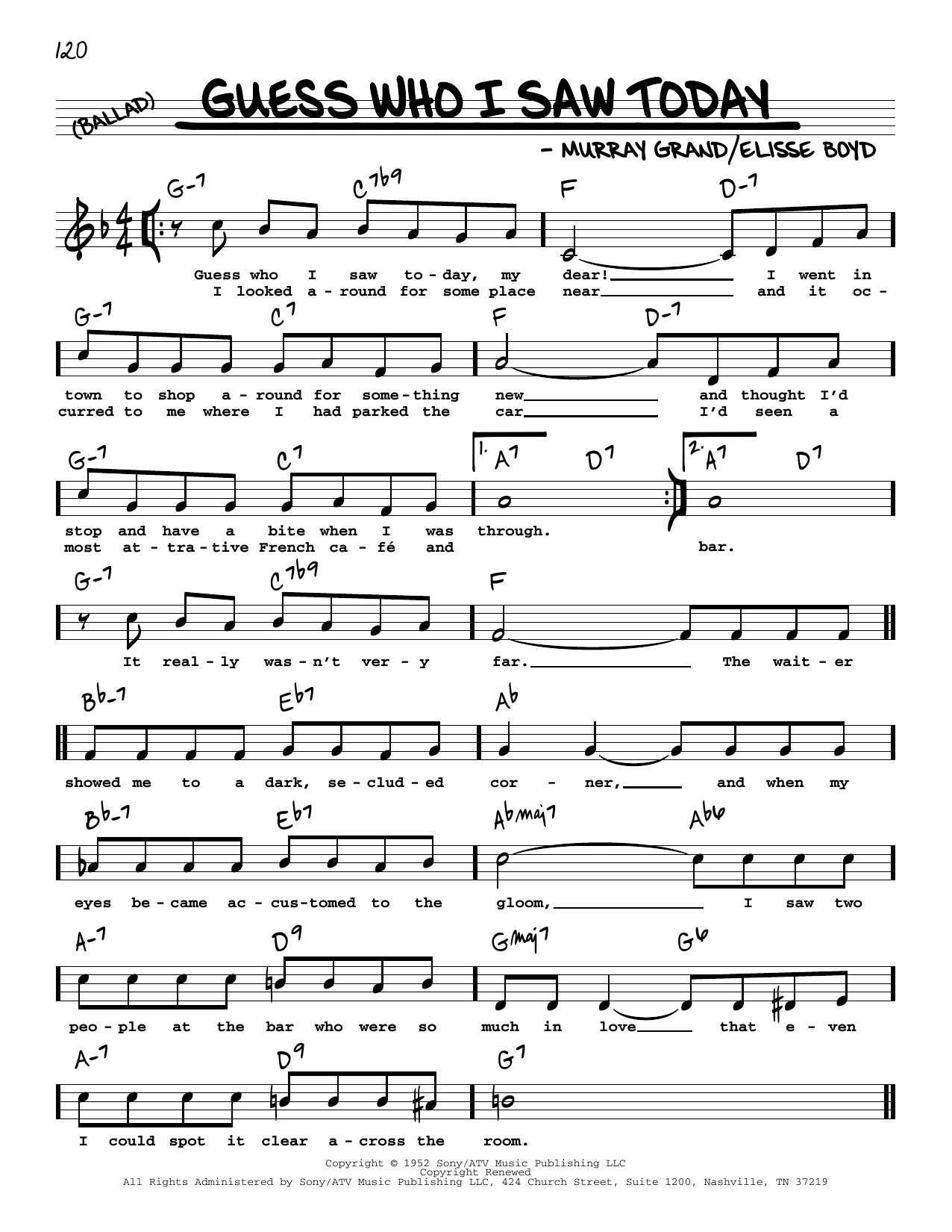 Download Elisse Boyd Guess Who I Saw Today (High Voice) Sheet Music