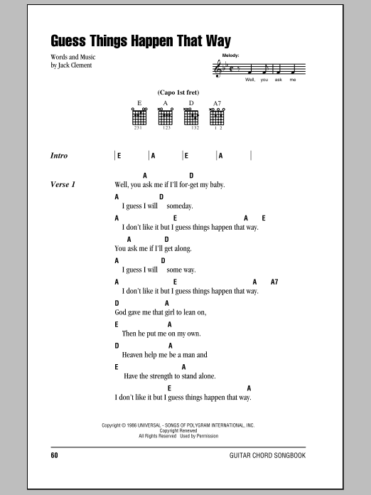 Download Johnny Cash Guess Things Happen That Way Sheet Music