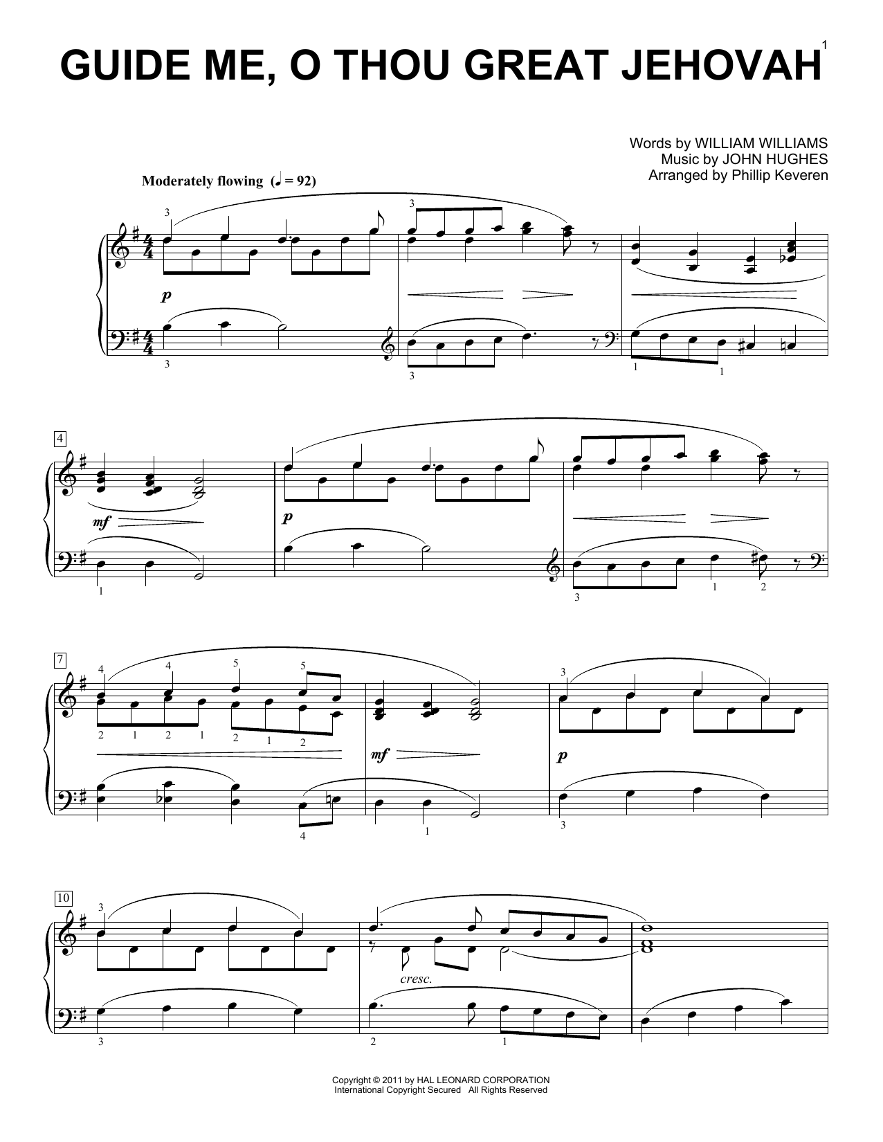 Download William Williams Guide Me, O Thou Great Jehovah [Classic Sheet Music