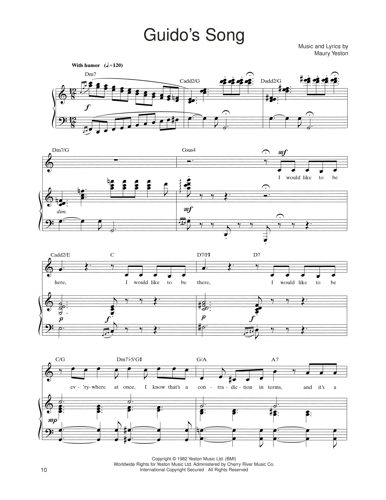 Download Maury Yeston Guido's Song (from Nine) Sheet Music