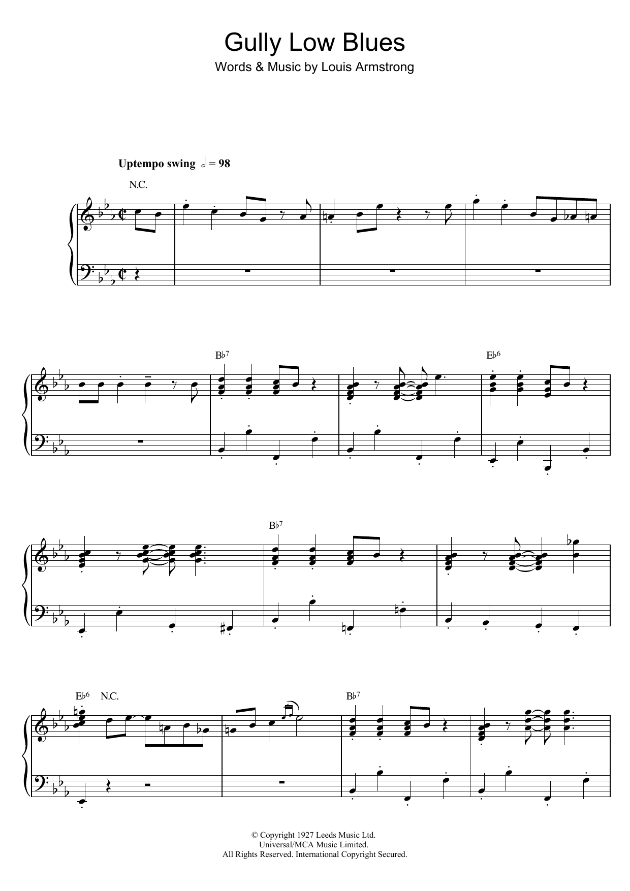 Download Louis Armstrong Gully Low Blues Sheet Music